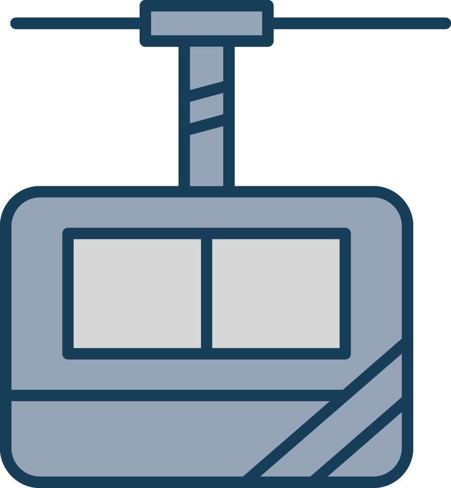 Cable Car Cabin Line Filled Grey Icon vector