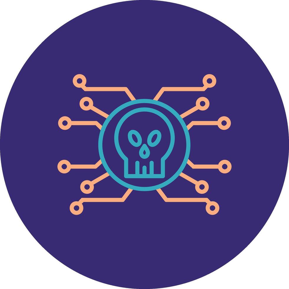 Cyber Attack Line Two Color Circle Icon vector