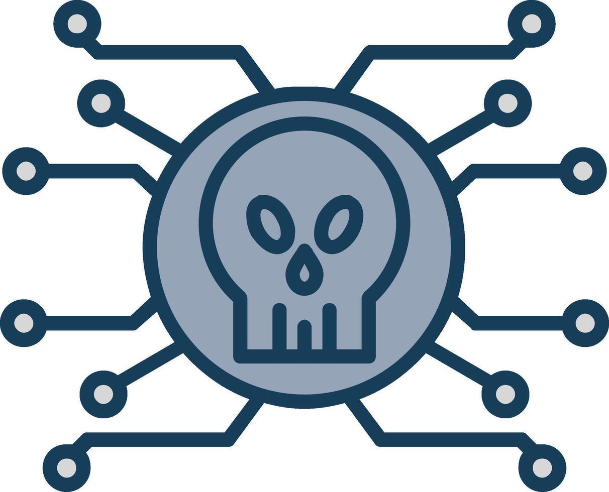 Cyber Attack Line Filled Grey Icon vector