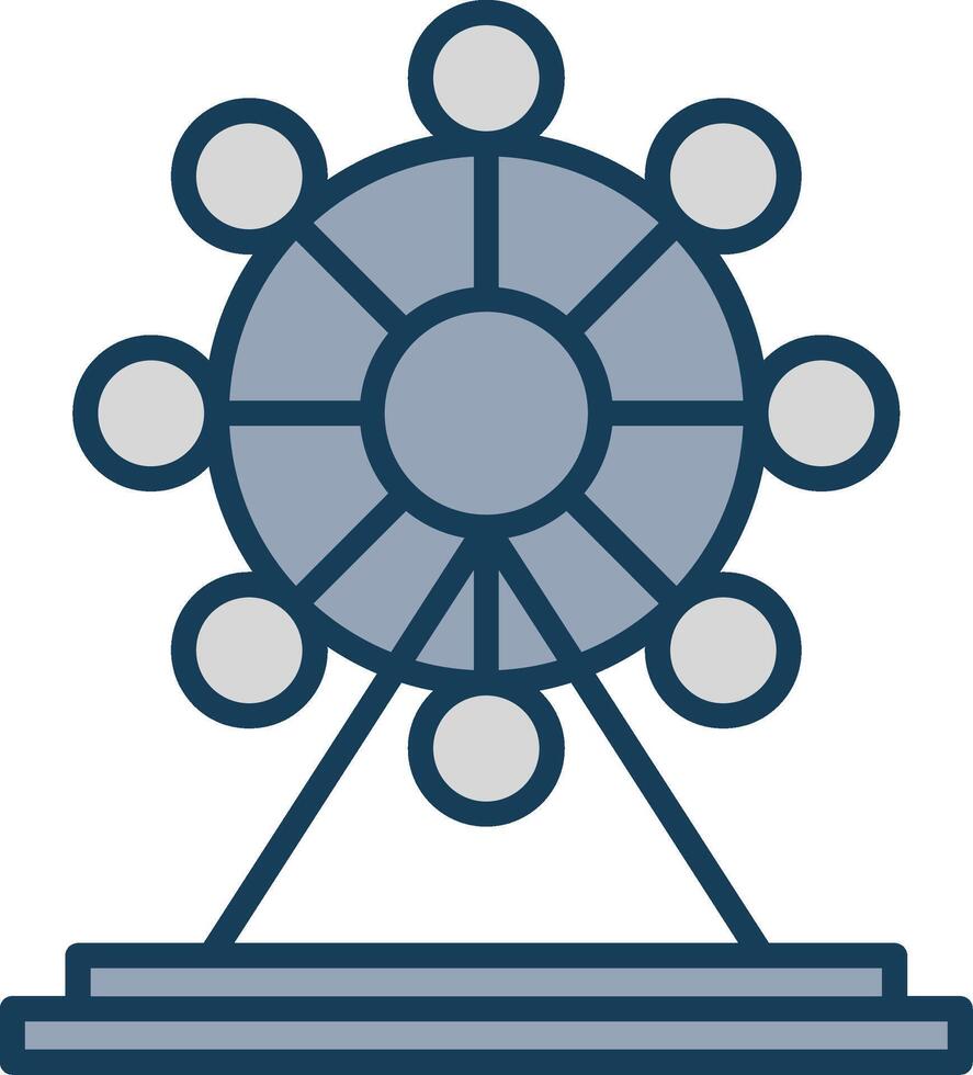 Ferris Wheel Line Filled Grey Icon vector