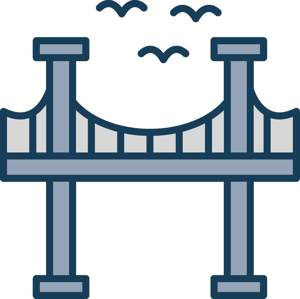 Bridge Line Filled Grey Icon vector