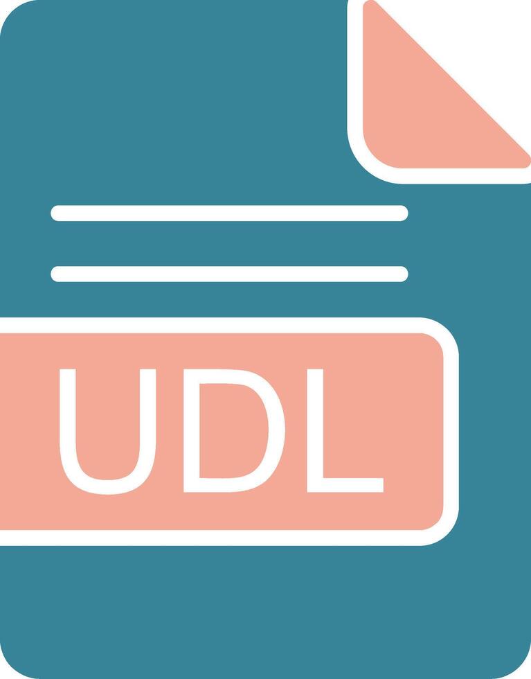 udl archivo formato glifo dos color icono vector