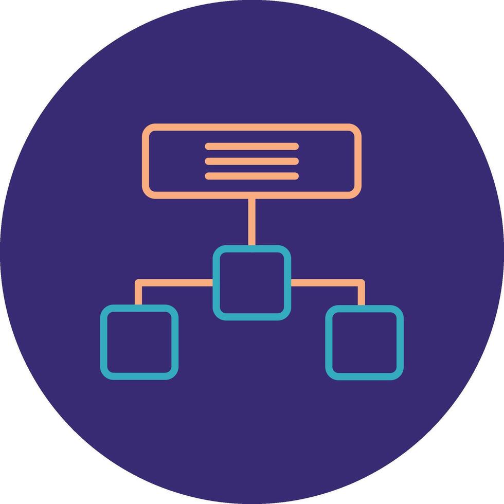 Hierarchical Structure Line Two Color Circle Icon vector