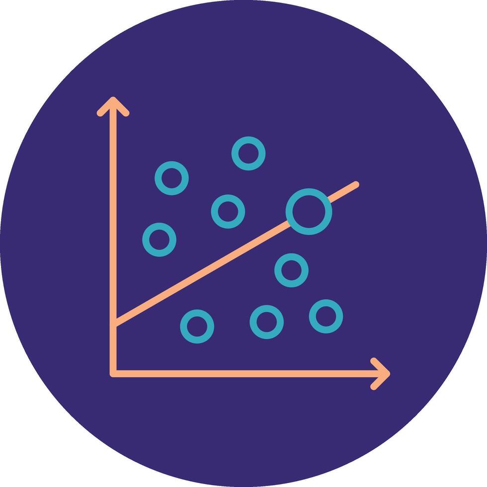 Scatter Graph Line Two Color Circle Icon vector