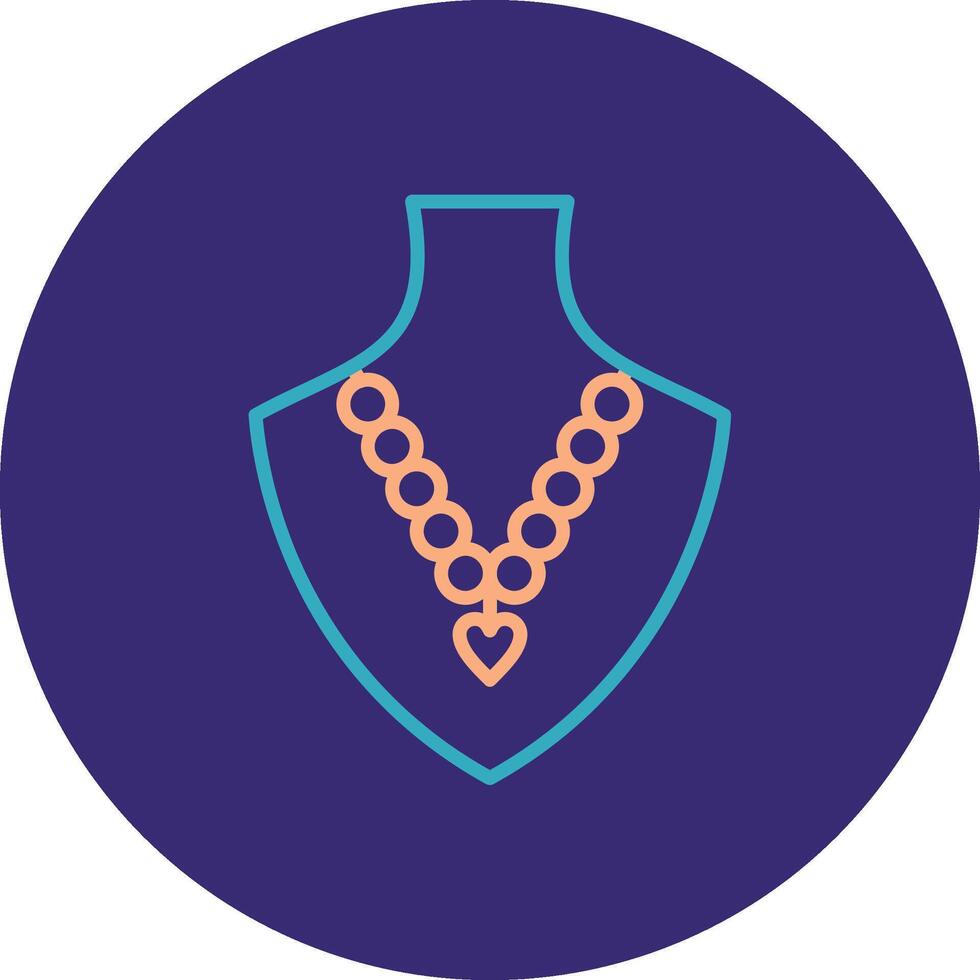 Pearl Necklace Line Two Color Circle Icon vector