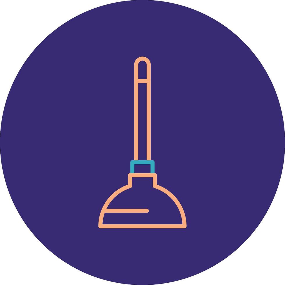 Plunger Line Two Color Circle Icon vector