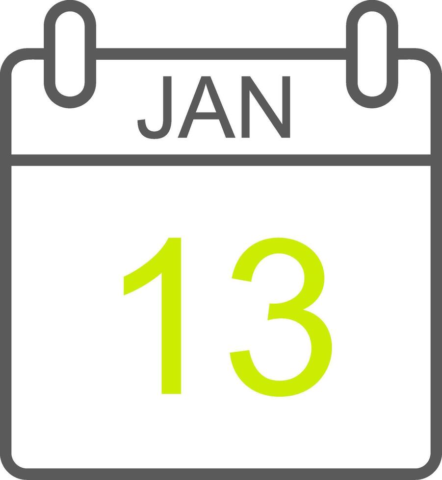 enero línea dos color icono vector