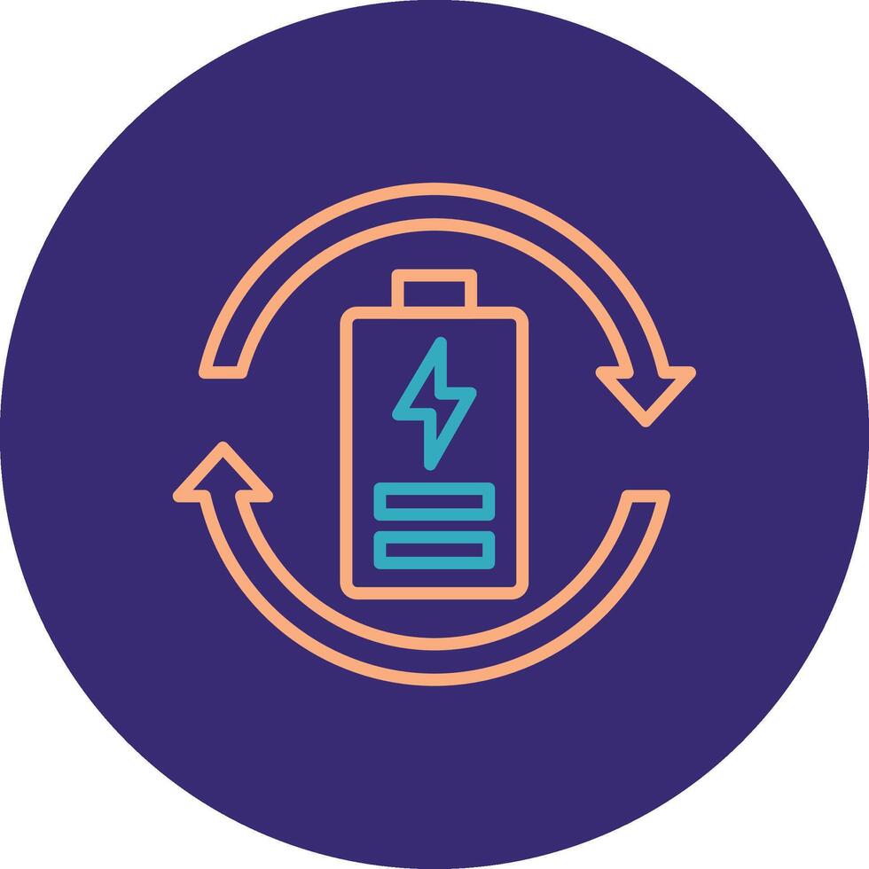 Eco Battery Line Two Color Circle Icon vector