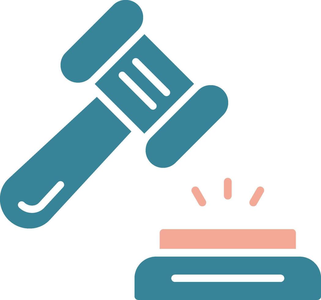 Hammer Glyph Two Color Icon vector