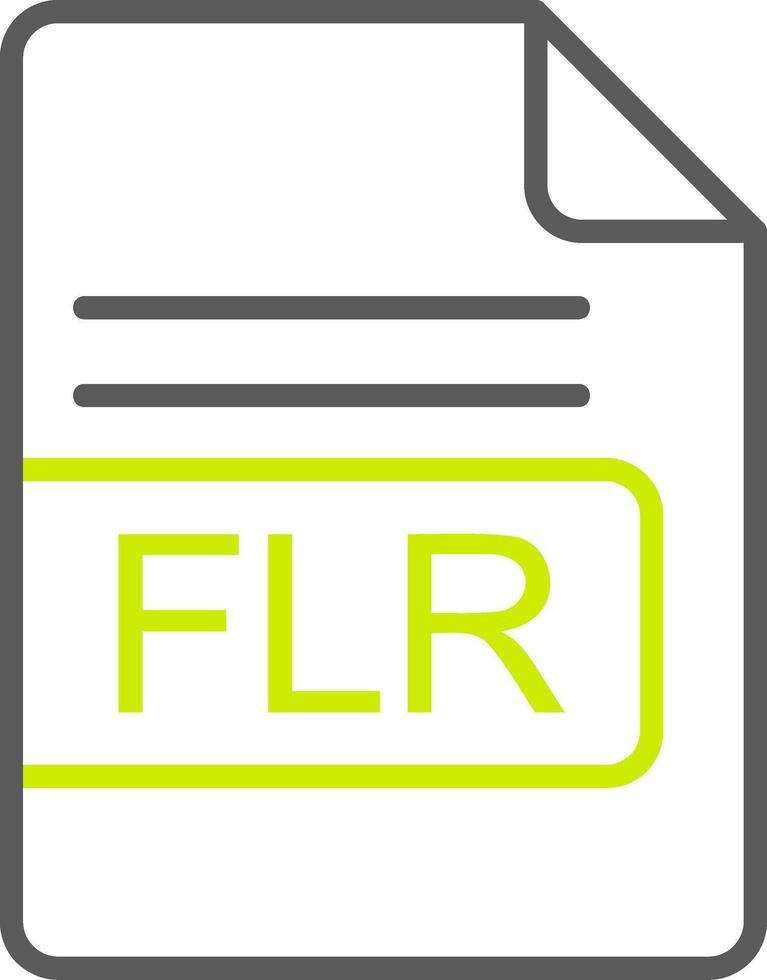 FLR File Format Line Two Color Icon vector