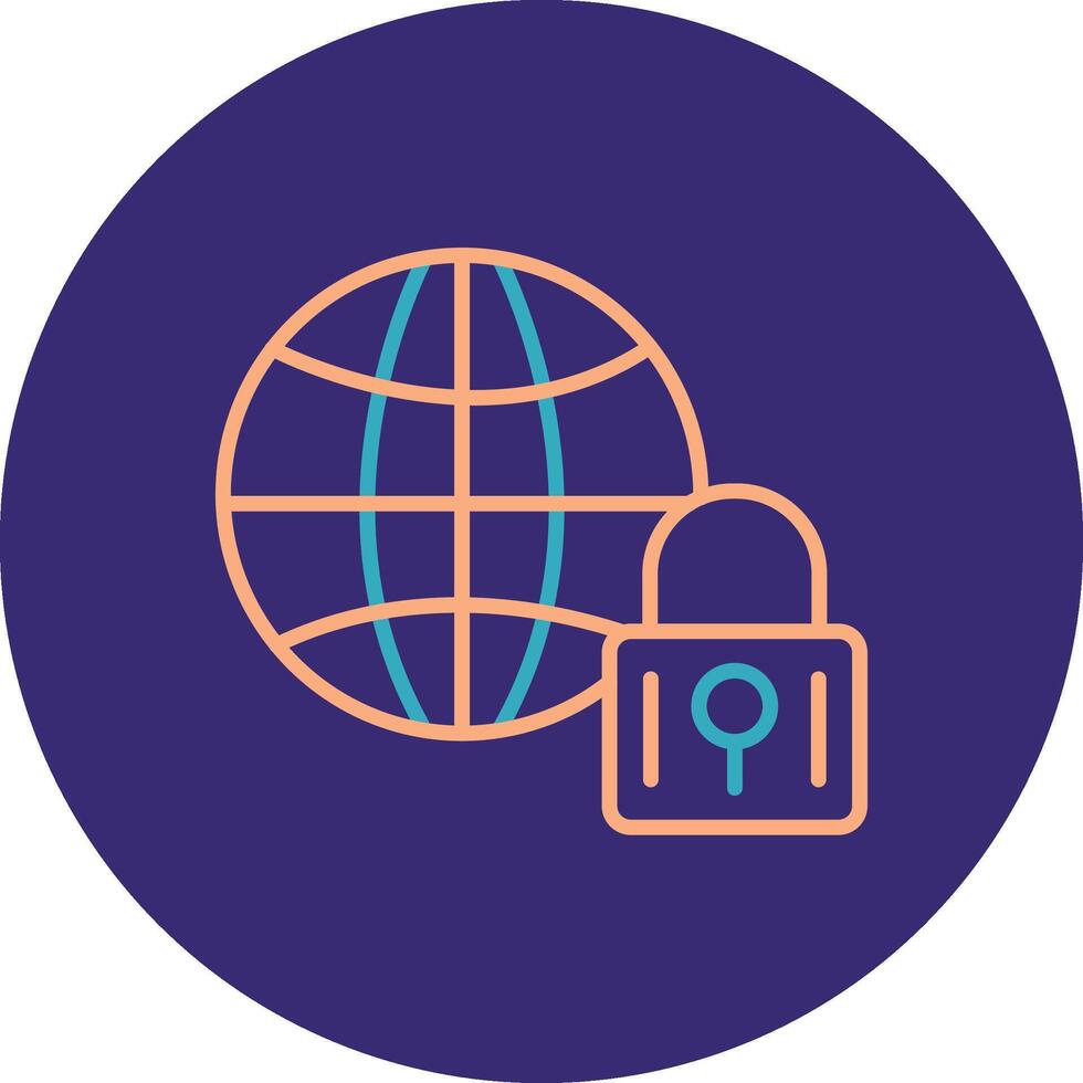 Internet Security Line Two Color Circle Icon vector