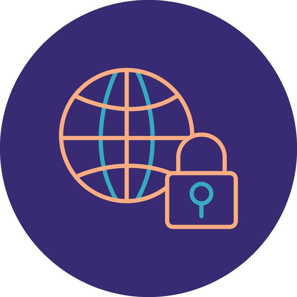 Internet Security Line Two Color Circle Icon vector