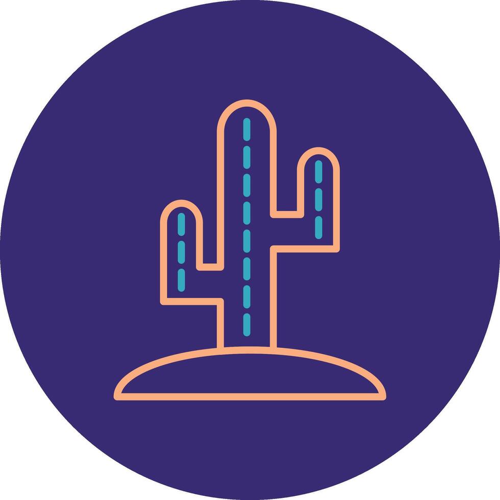 Cactus Line Two Color Circle Icon vector
