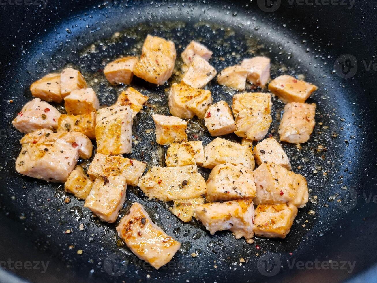 Fresh Salmon filet with herbs and spices photo