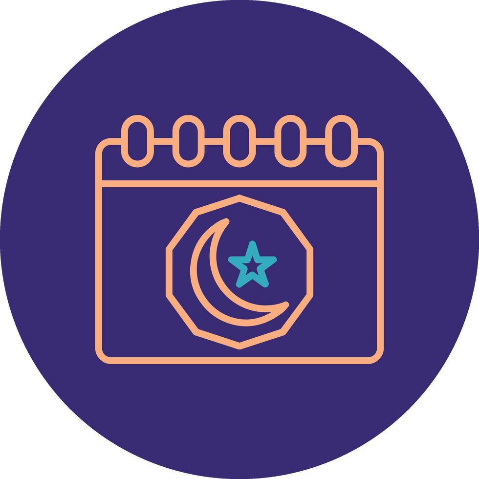 Ramadan Day Line Two Color Circle Icon vector