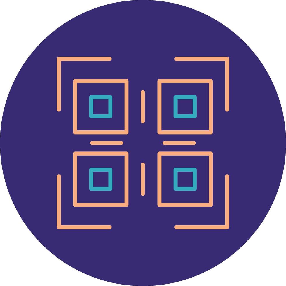 Qr Code Line Two Color Circle Icon vector