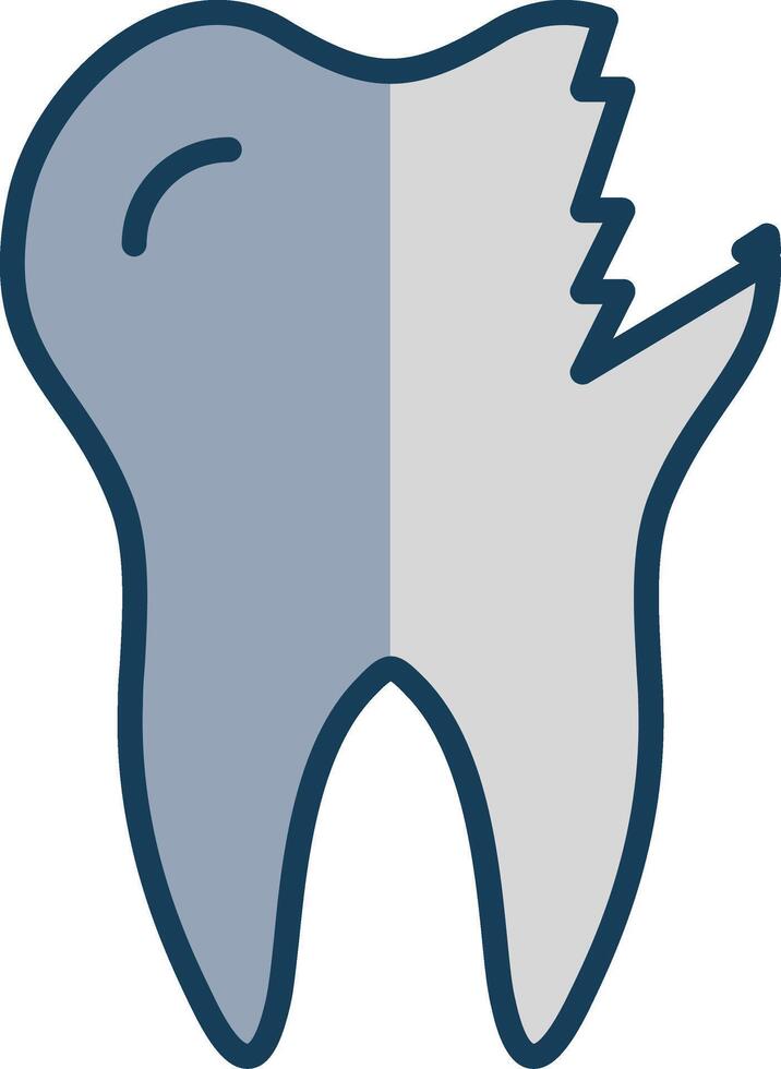 Broken Tooth Line Filled Grey Icon vector