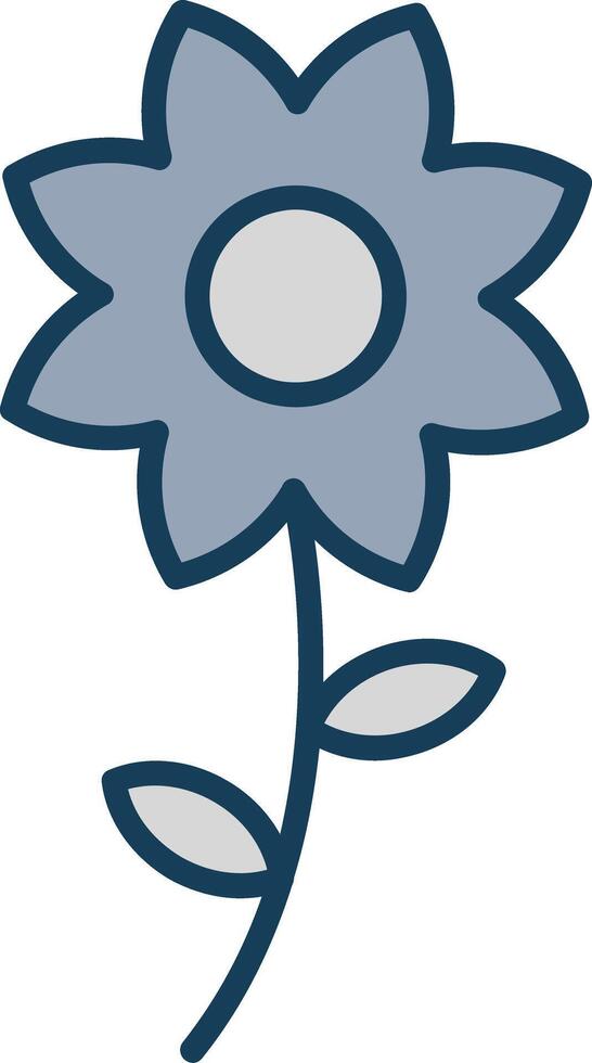 flor línea lleno gris icono vector