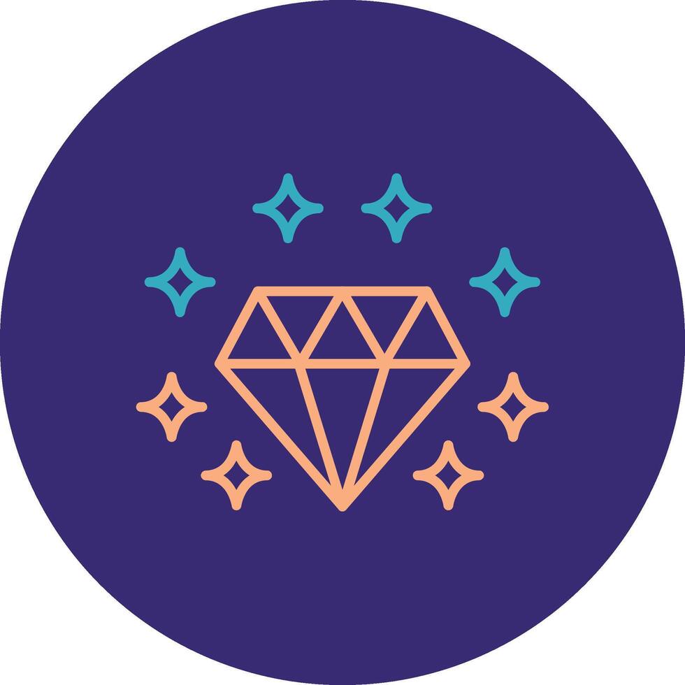 Gemstone Line Two Color Circle Icon vector