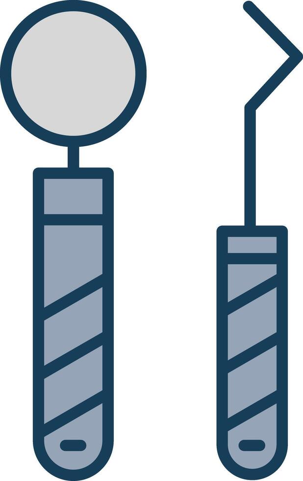 Dentist Tools Line Filled Grey Icon vector