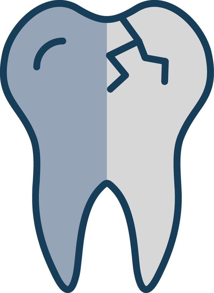 Broken Tooth Line Filled Grey Icon vector