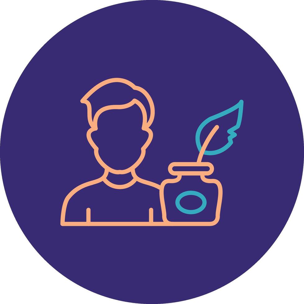 Writer Line Two Color Circle Icon vector