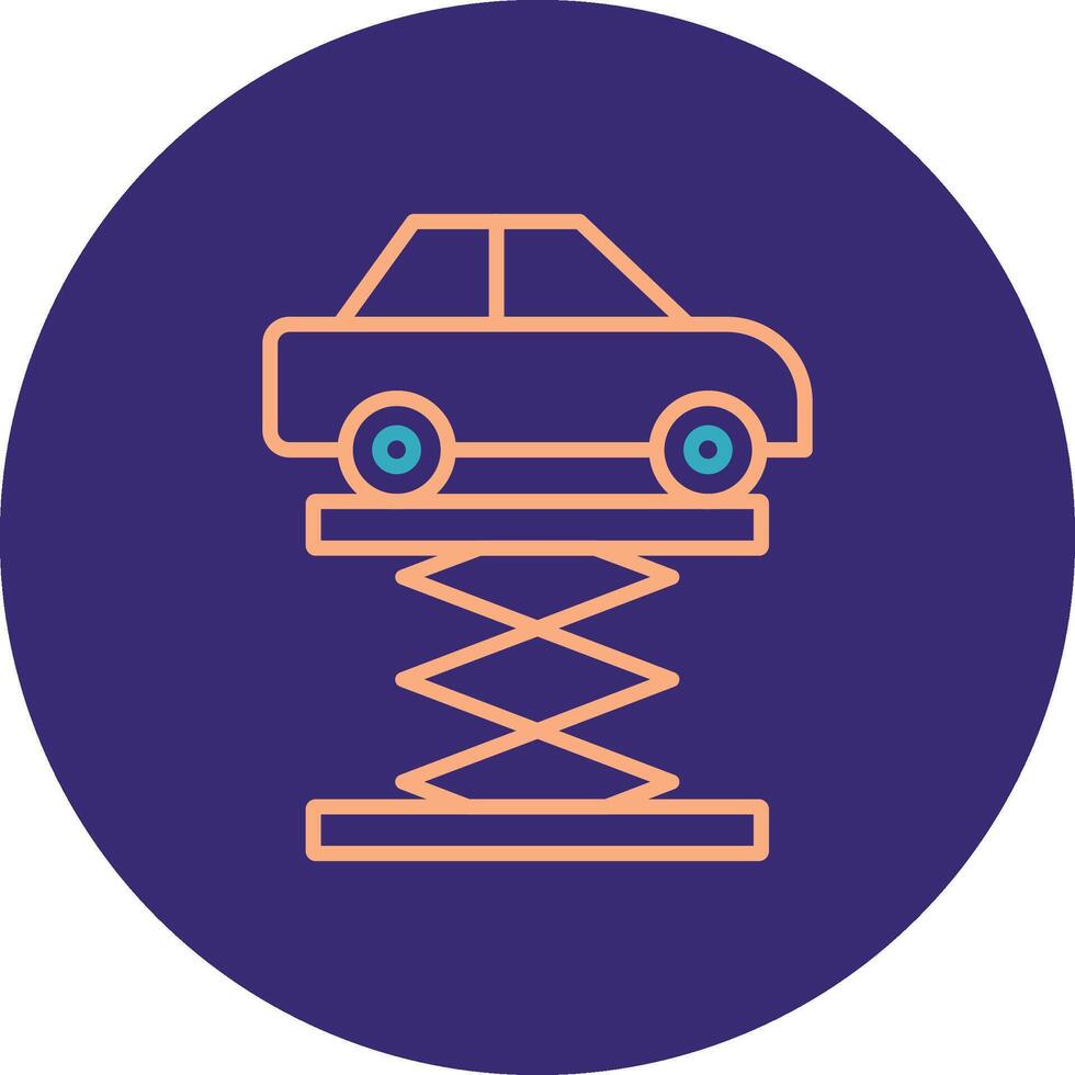 Car Jack Line Two Color Circle Icon vector