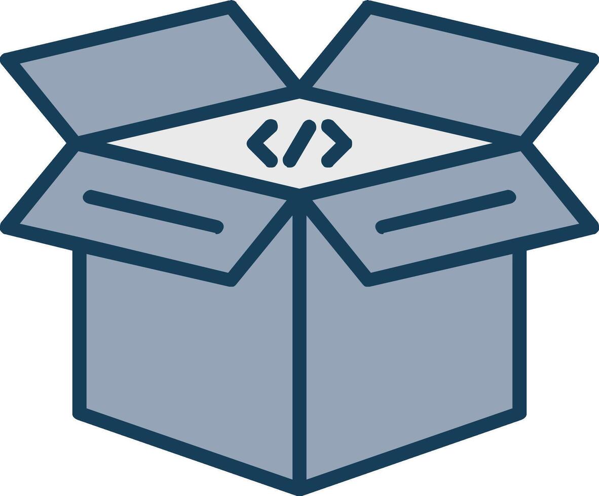 Open Box Line Filled Grey Icon vector