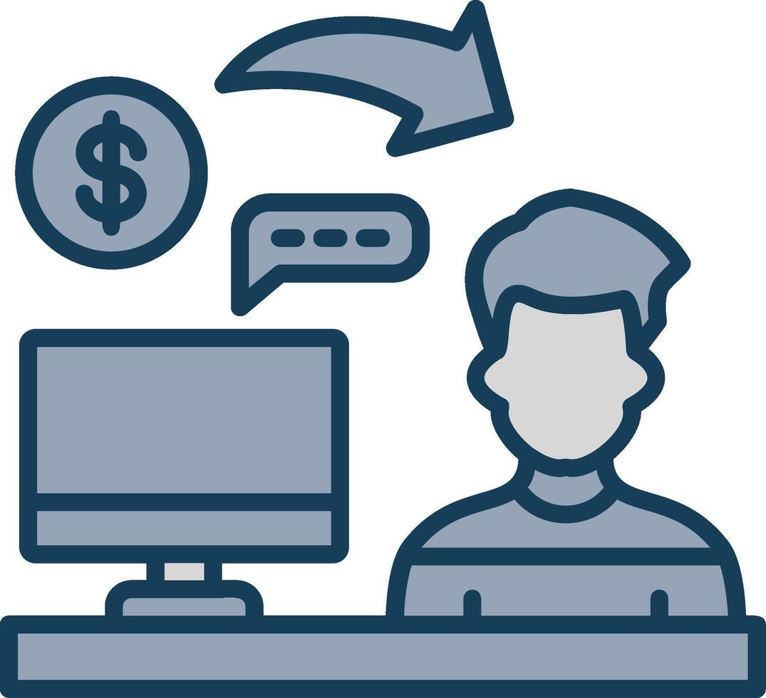 Accountant Line Filled Grey Icon vector