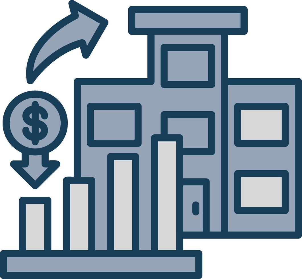 Market Investment Line Filled Grey Icon vector