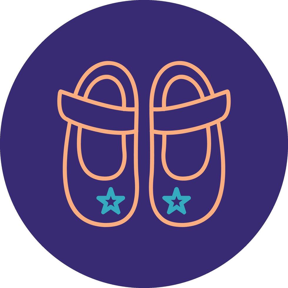 Baby Shoe Line Two Color Circle Icon vector