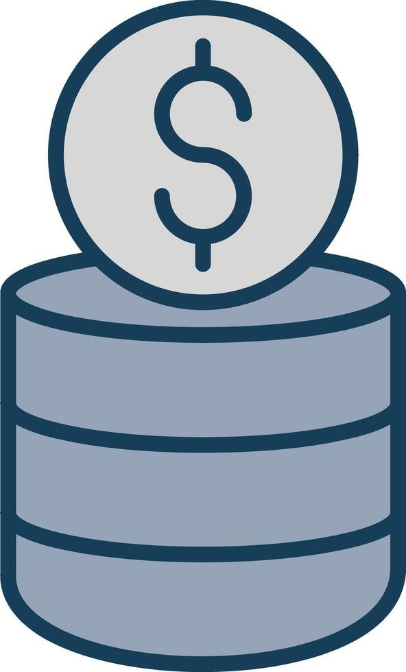 Coin Stack Line Filled Grey Icon vector