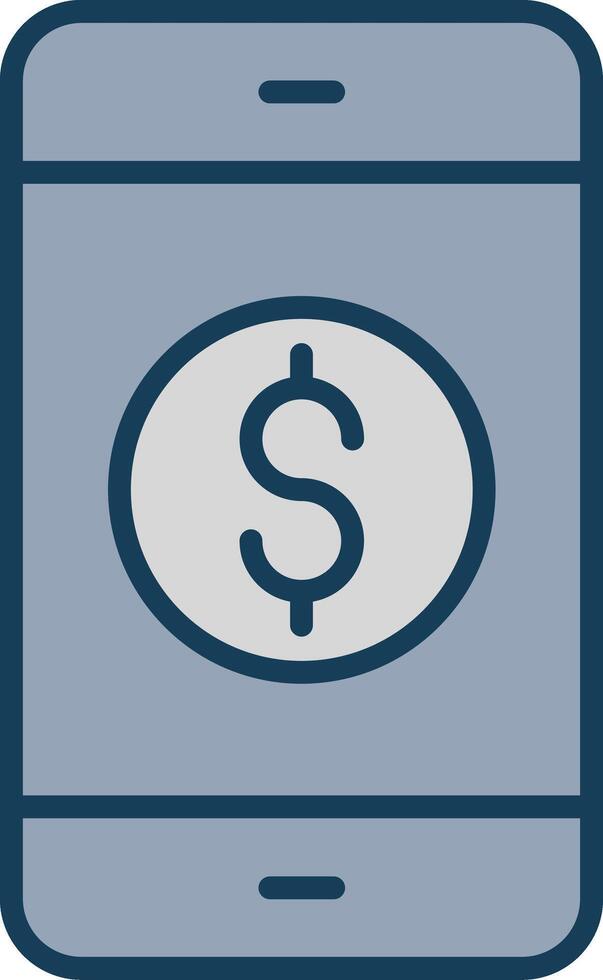 móvil bancario línea lleno gris icono vector