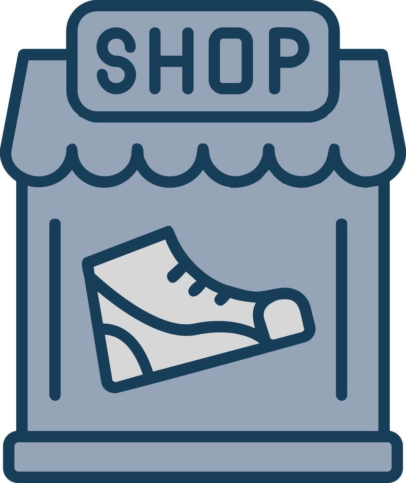 zapato tienda línea lleno gris icono vector