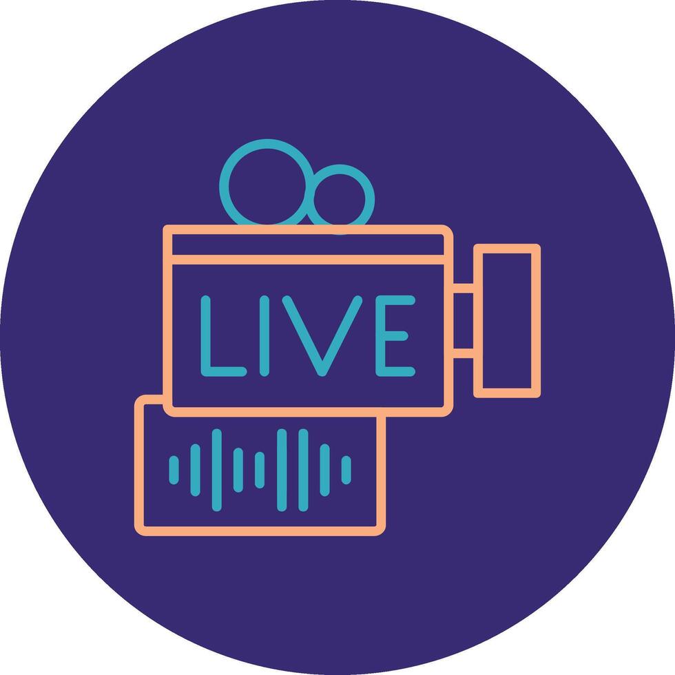 Live Stream Line Two Color Circle Icon vector