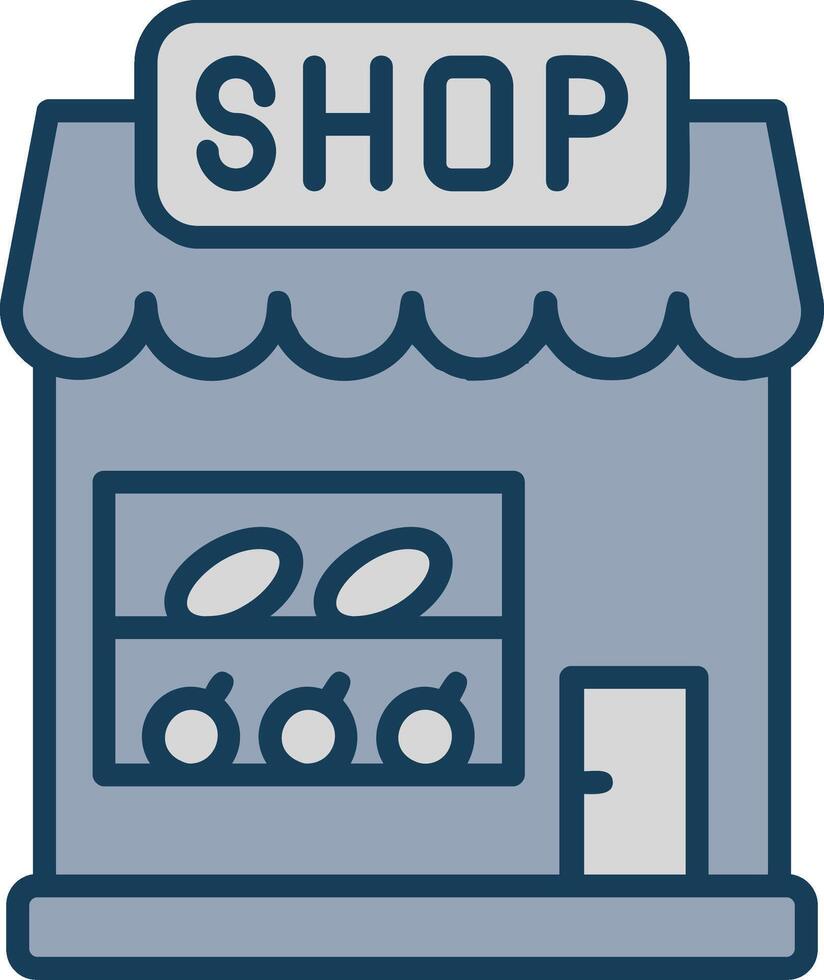 Ice Cream Shop Line Filled Grey Icon vector