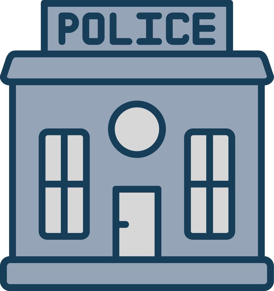 Police Station Line Filled Grey Icon vector