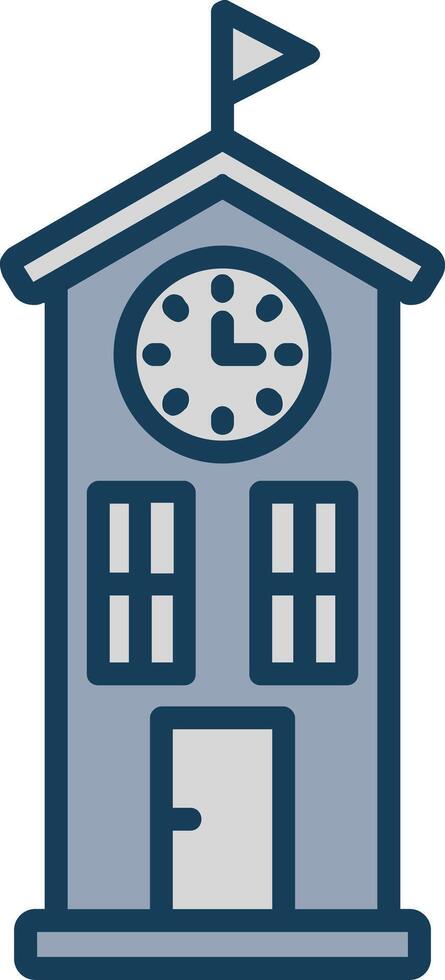 reloj torre línea lleno gris icono vector