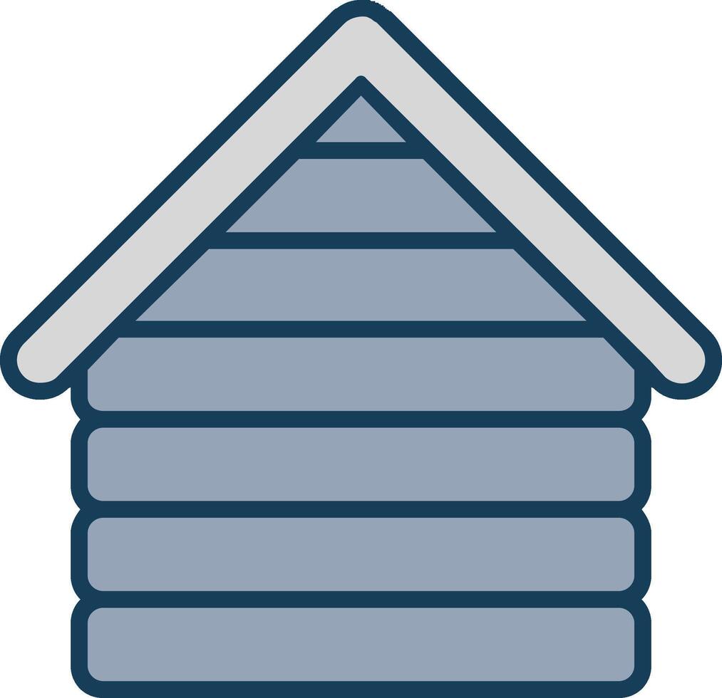 Wooden House Line Filled Grey Icon vector