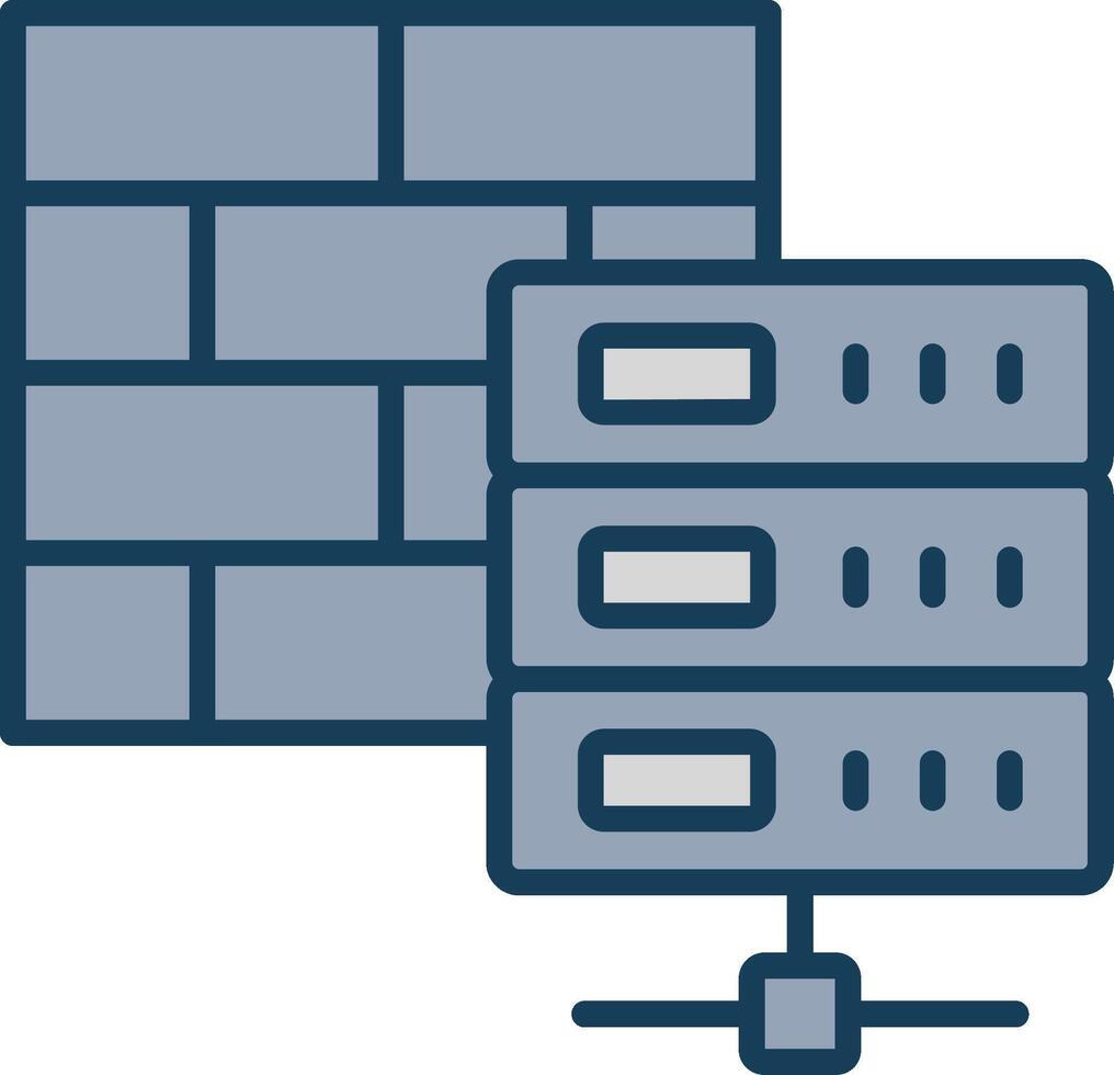 Firewall Line Filled Grey Icon vector