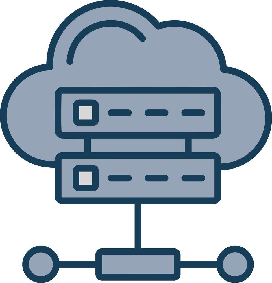 Cloud Database Line Filled Grey Icon vector