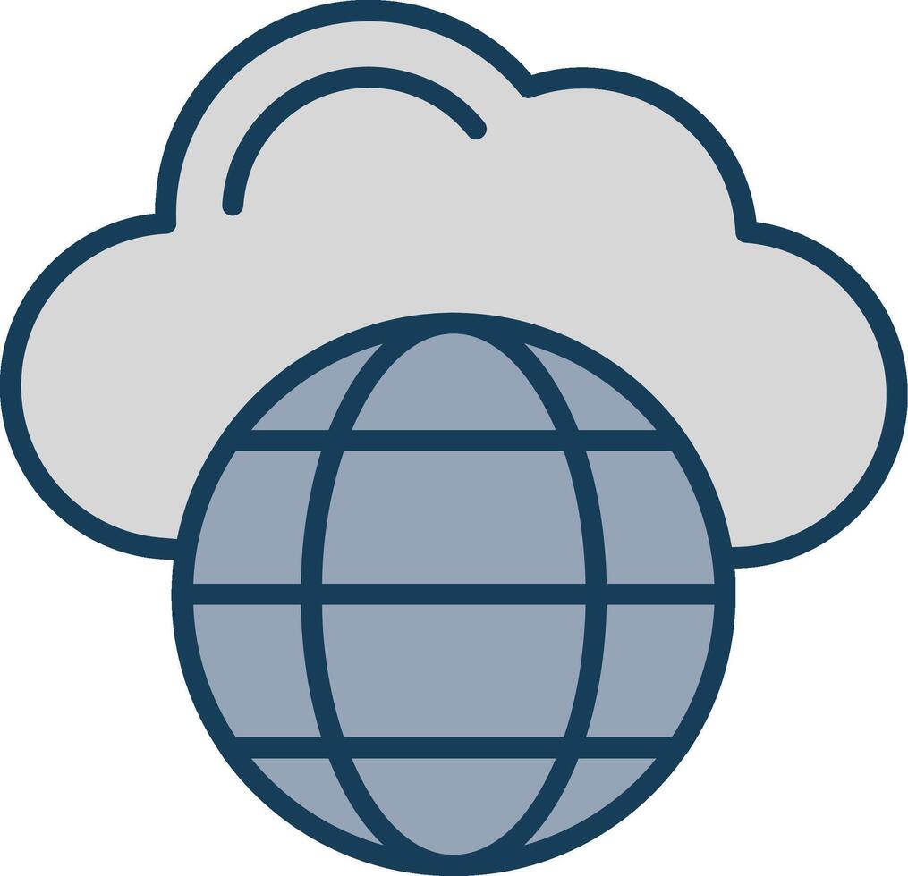 Cloud Network Line Filled Grey Icon vector
