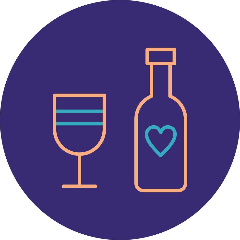 Wine Bottle Line Two Color Circle Icon vector