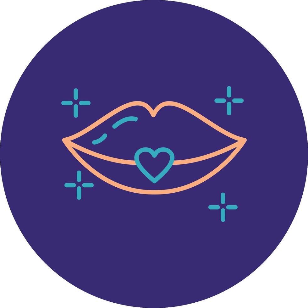 Lips Line Two Color Circle Icon vector
