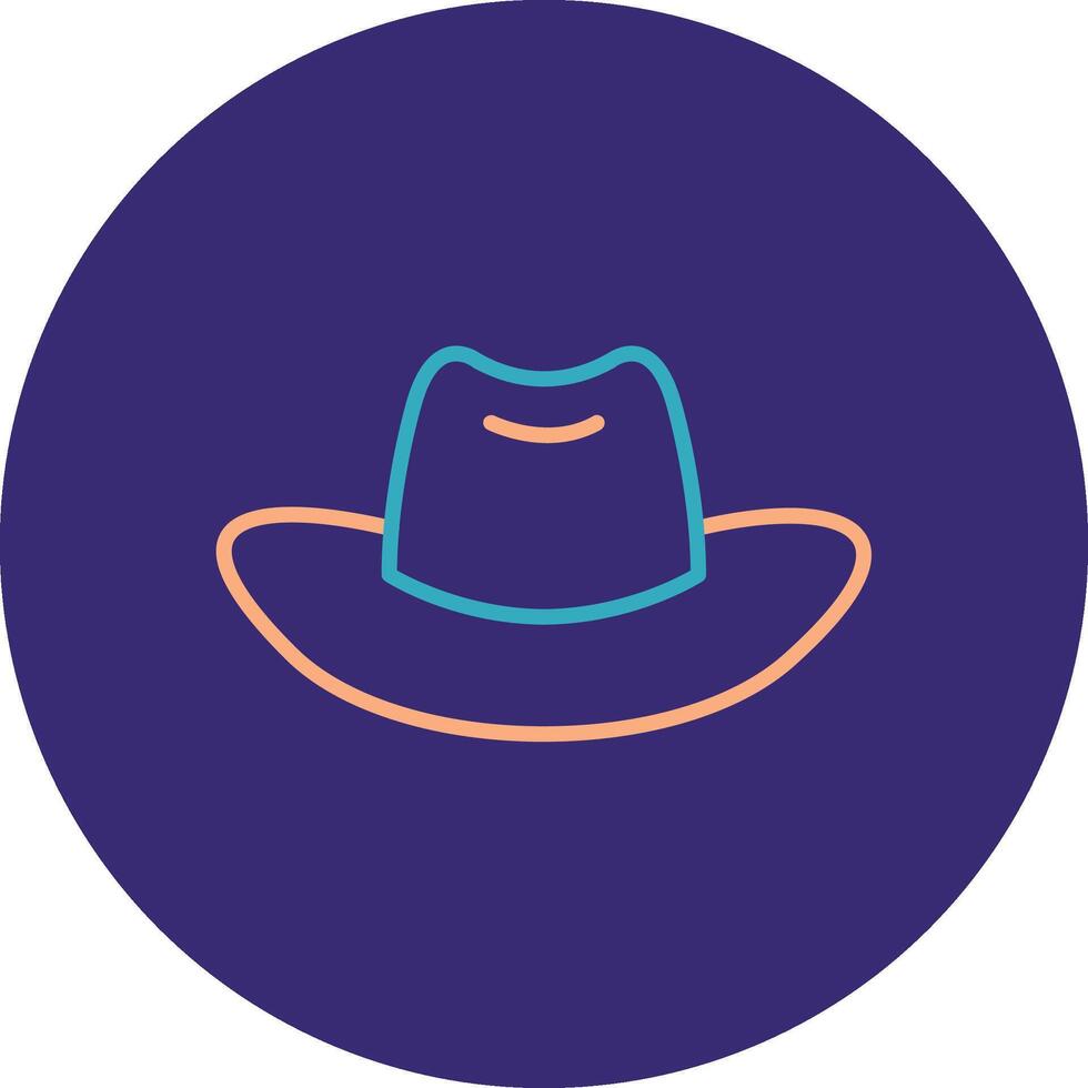 Cowboy Hat Line Two Color Circle Icon vector