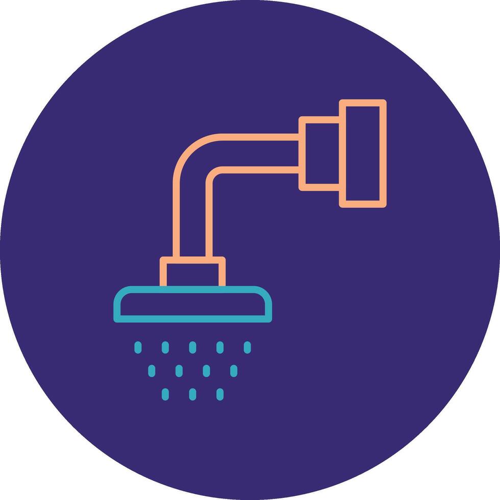 Shower Head Line Two Color Circle Icon vector