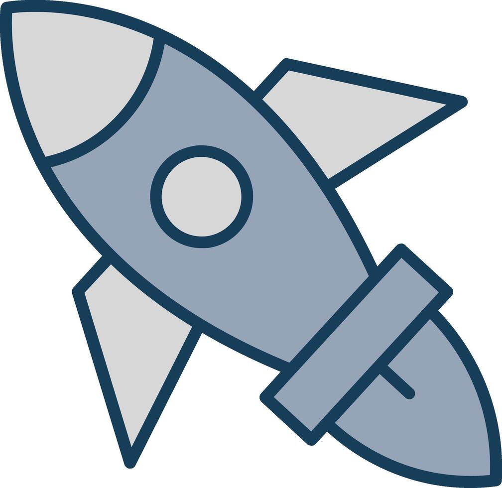 Rocket Line Filled Grey Icon vector