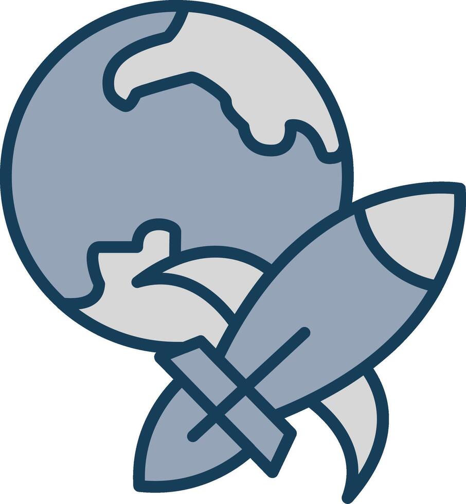 Rocket Ship Line Filled Grey Icon vector