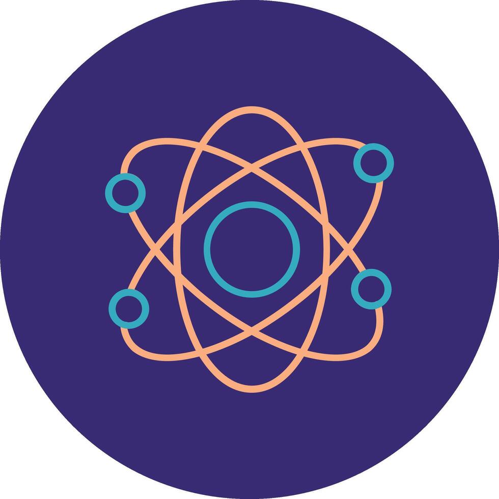 Atomic Line Two Color Circle Icon vector