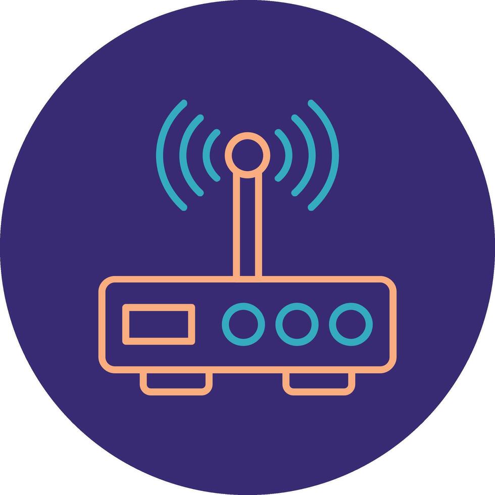 Modem Line Two Color Circle Icon vector